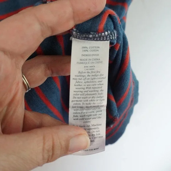 Faherty Florence Dress XS Indigo Dyed Brenton Stripe Tie Strap Sleeveless NWT - Picture 6 of 9